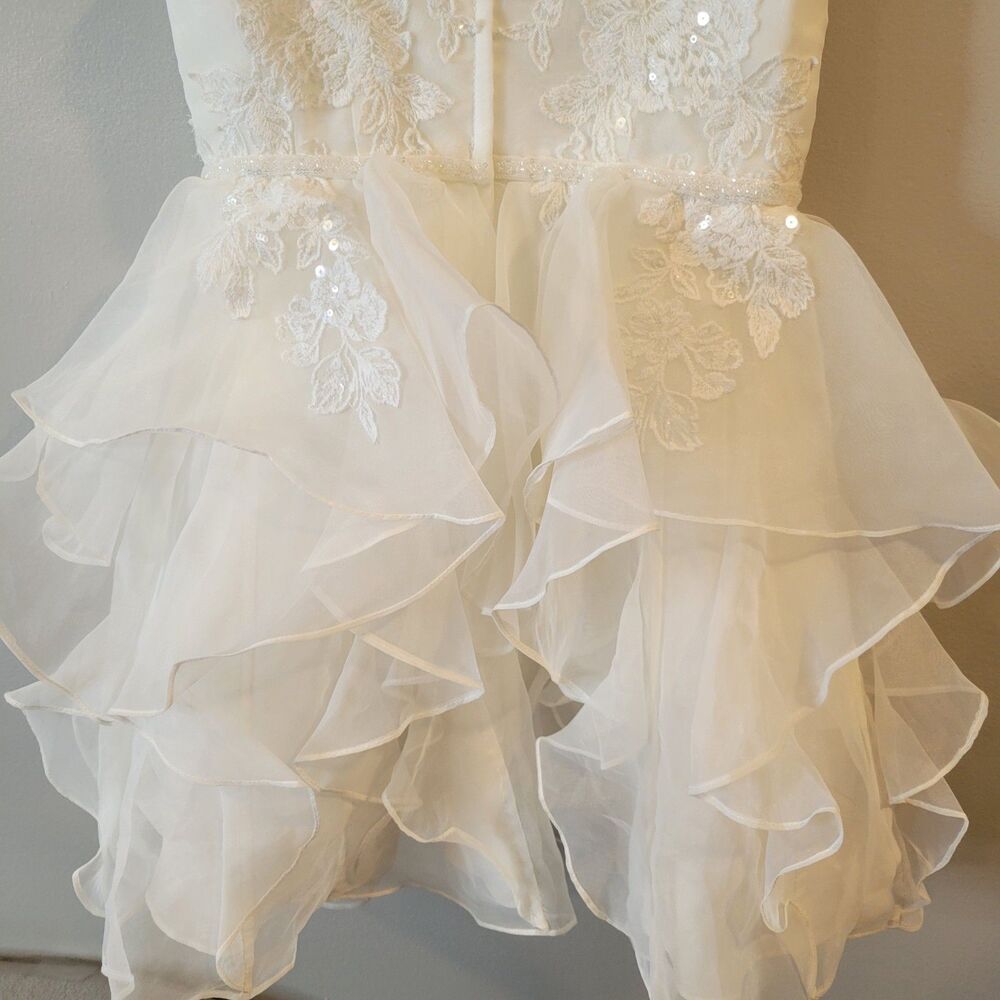 David's Bridal Girl Sleeveless Ivory Flower Girl Communion Dress Size 5 - Picture 4 of 6
